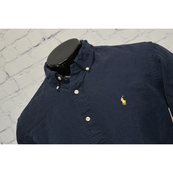 Polo Ralph Lauren Linen Silk Dress Shirt Men XL Classic Fit Blue Long Sleeve - Picture 2 of 7